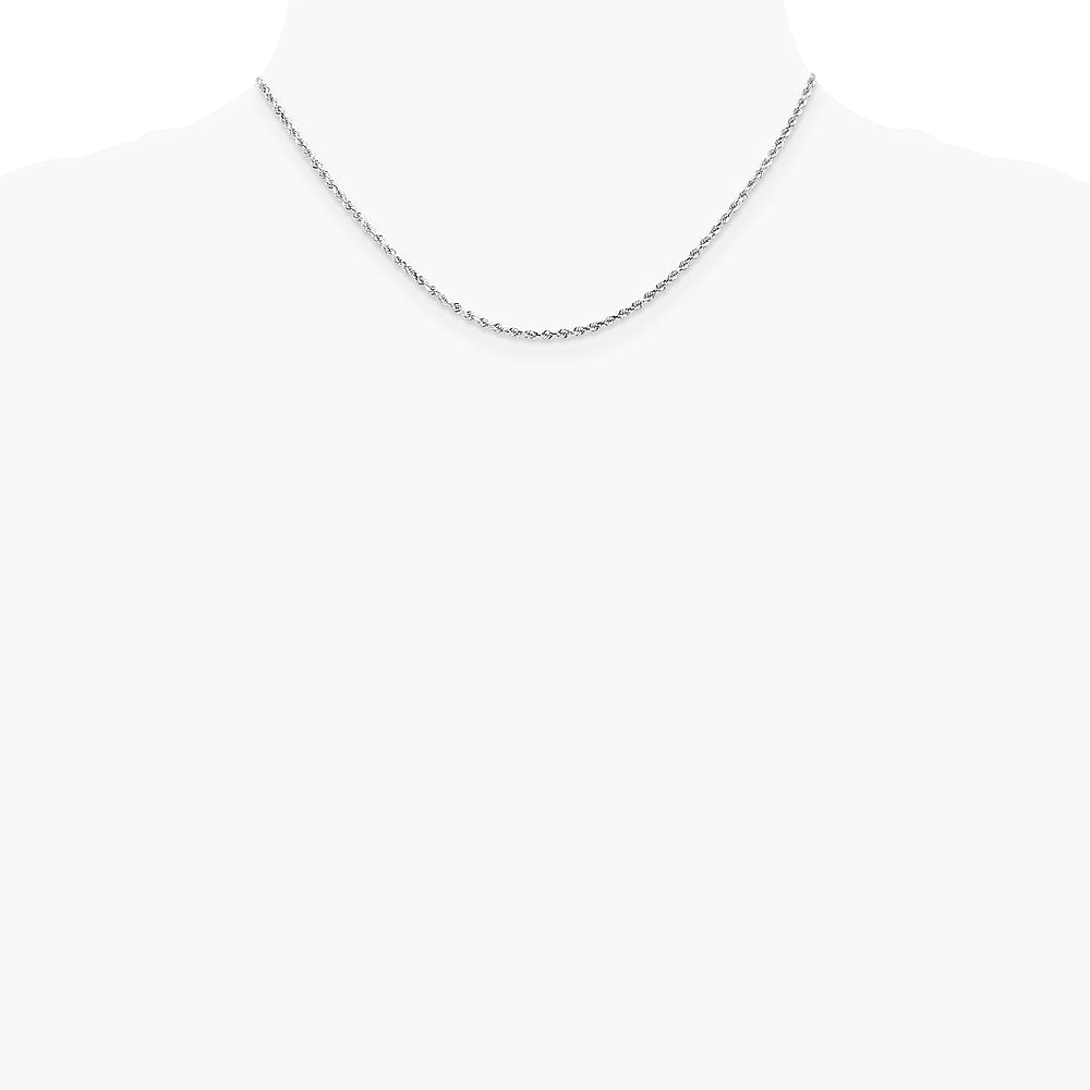 14K White Gold 2.0 mm Diamond-cut Rope Chain Necklace 16"-24" - Product Photo