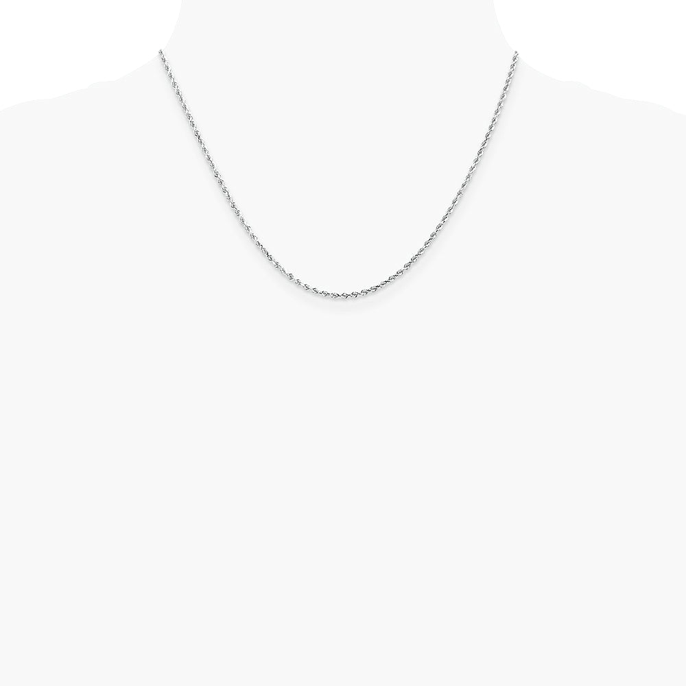 14K White Gold 2.0 mm Diamond-cut Rope Chain Necklace 16"-24" - Product Photo