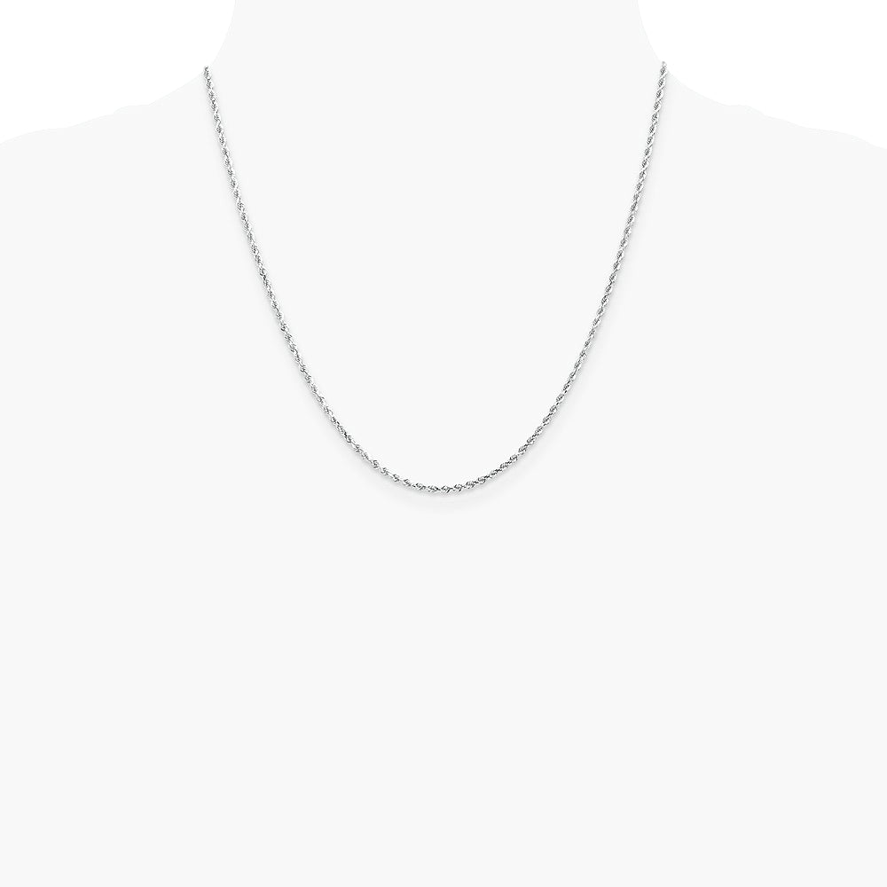 14K White Gold 2.0 mm Diamond-cut Rope Chain Necklace 16"-24" - Product Photo