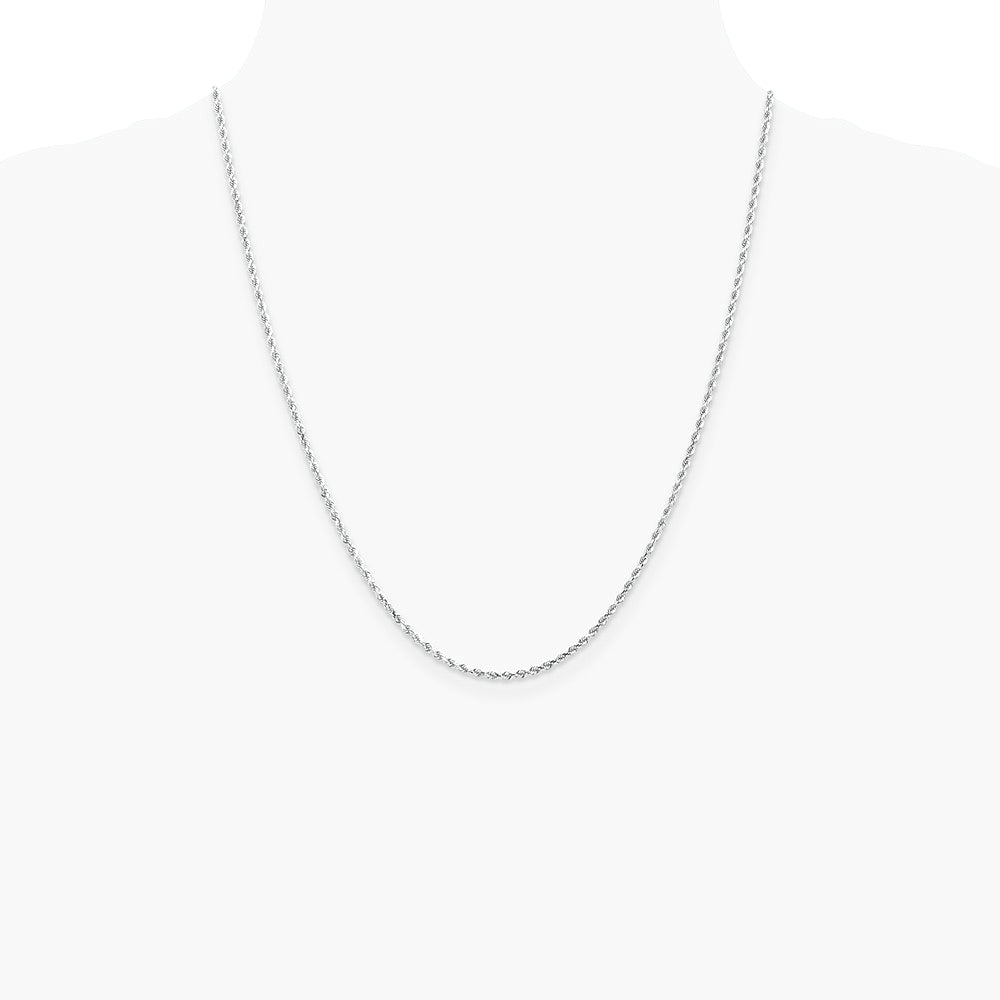 14K White Gold 2.0 mm Diamond-cut Rope Chain Necklace 16"-24" - Product Photo