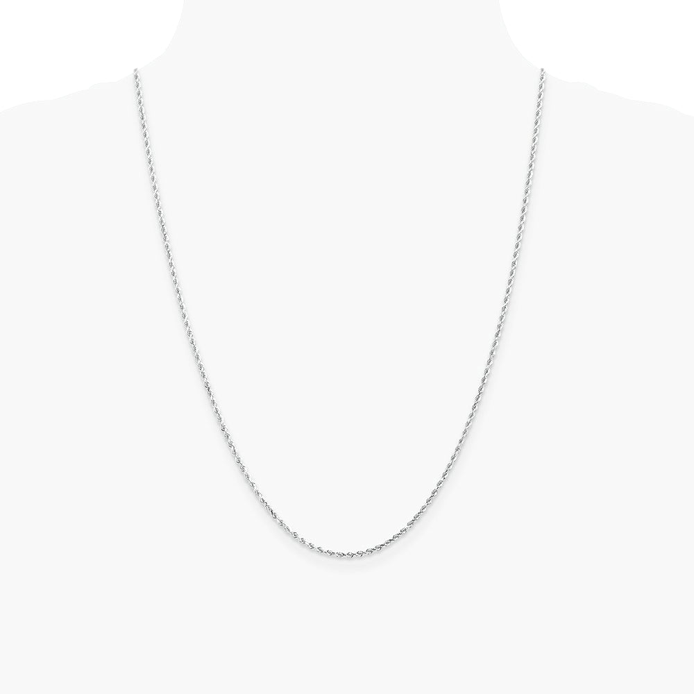 14K White Gold 2.0 mm Diamond-cut Rope Chain Necklace 16"-24" - Product Photo