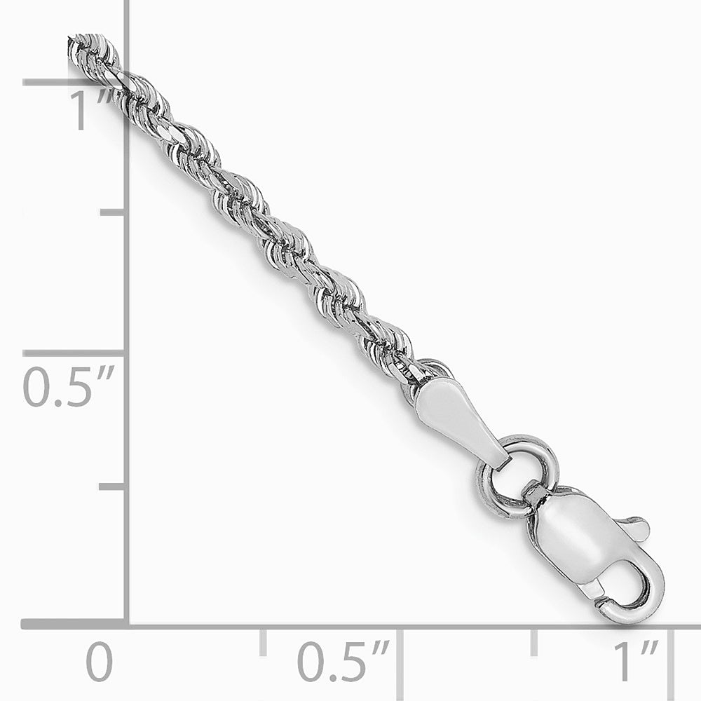 14K White Gold 2.0 mm Diamond-cut Rope Chain Anklet Bracelet 7"-10" - Product Photo