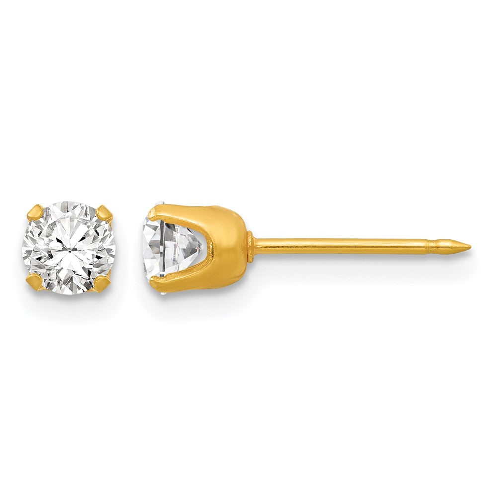 14K Yellow Gold 4.25mm CZ Post Earrings