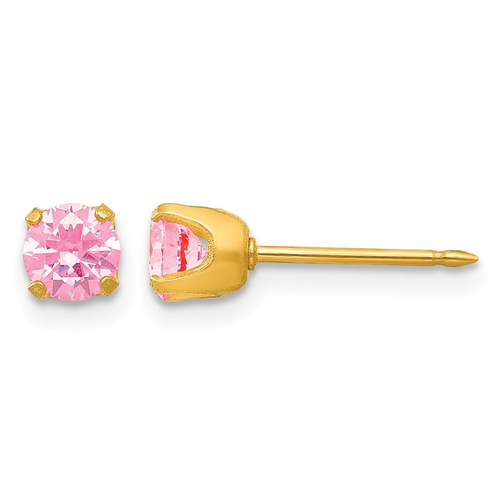Inverness 14k 5mm Pink CZ Post Earrings - Product Photo