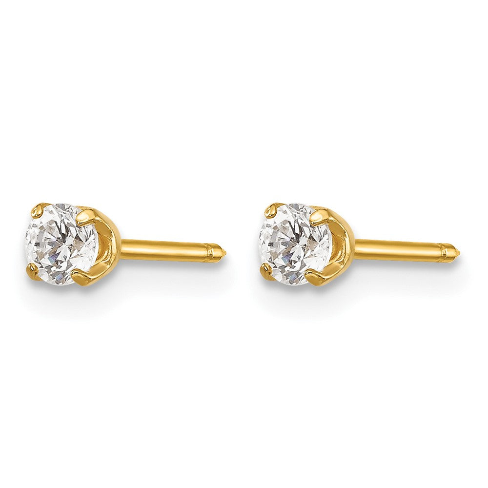 Inverness 14k 3mm CZ Long Post Earrings - Product Photo