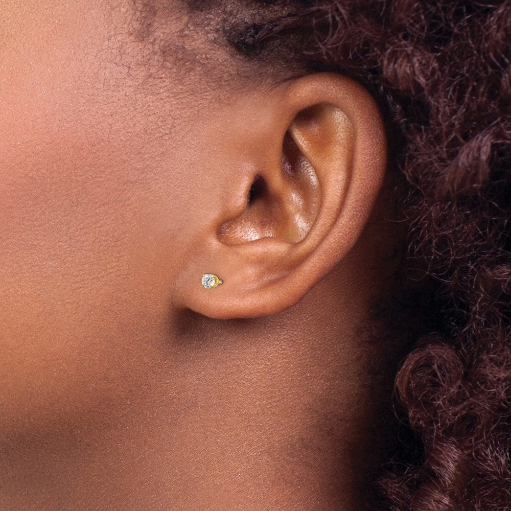 Inverness 14k 3mm CZ Long Post Earrings - Product Photo