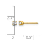 Inverness 14k 3mm CZ Long Post Earrings - Product Photo
