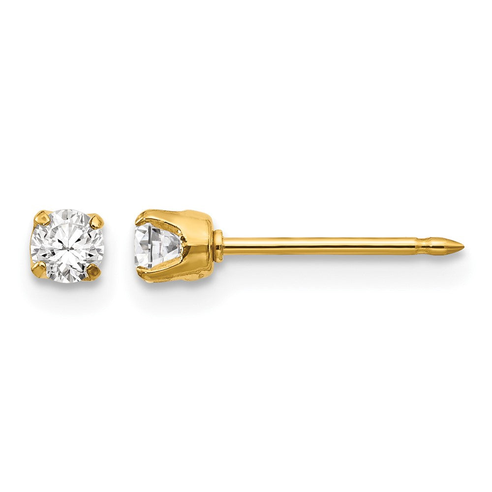 Inverness 14k 3mm CZ Long Post Earrings - Product Photo