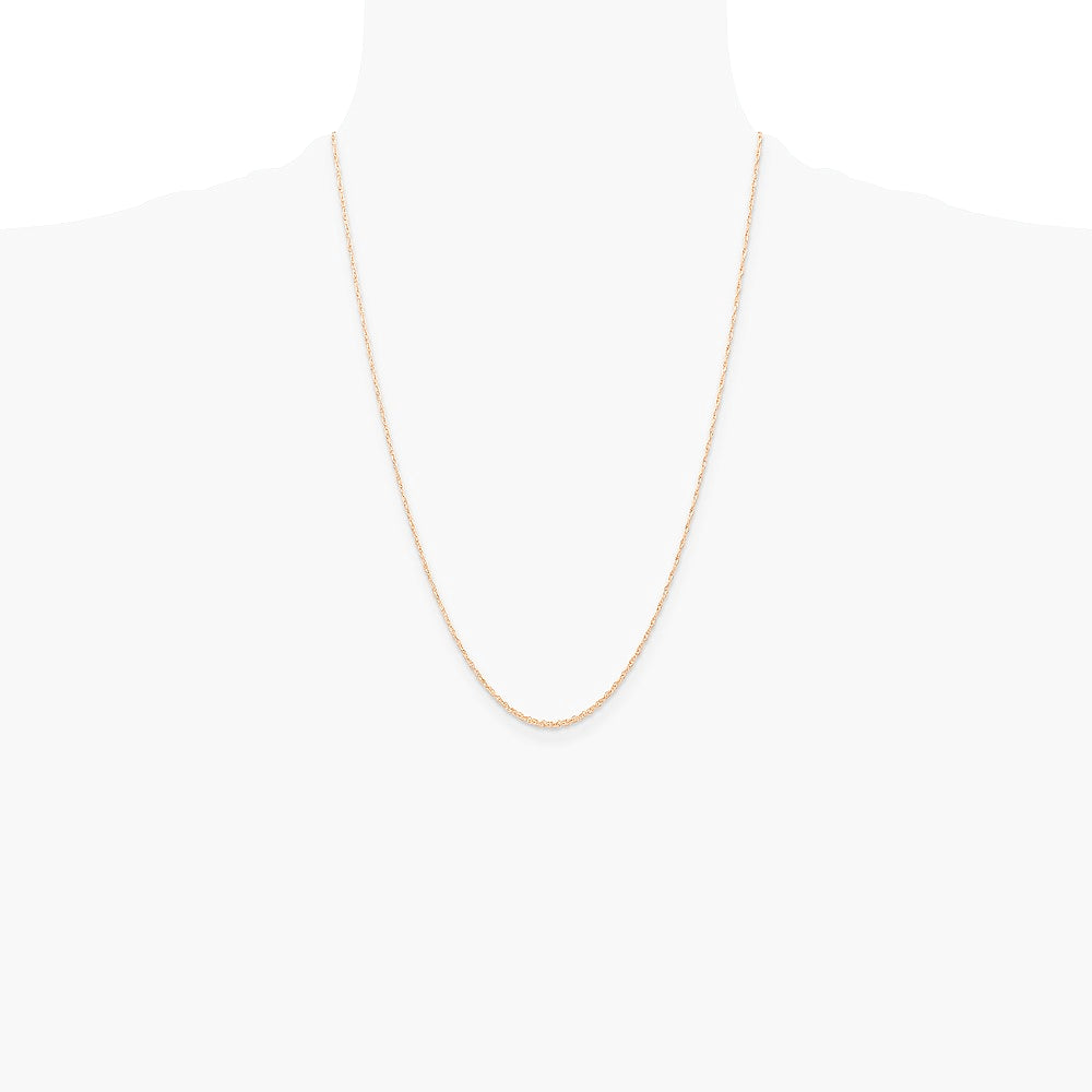14K Rose Gold .6 mm Carded Cable Rope Chain Necklace 16"-24" - Product Photo