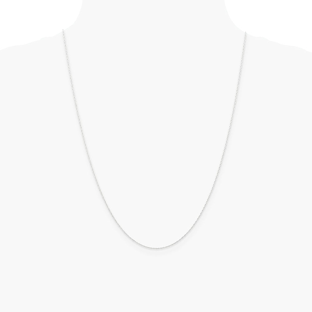 14K White Gold .6 mm Carded Cable Rope Chain Necklace 16"-24" - Product Photo
