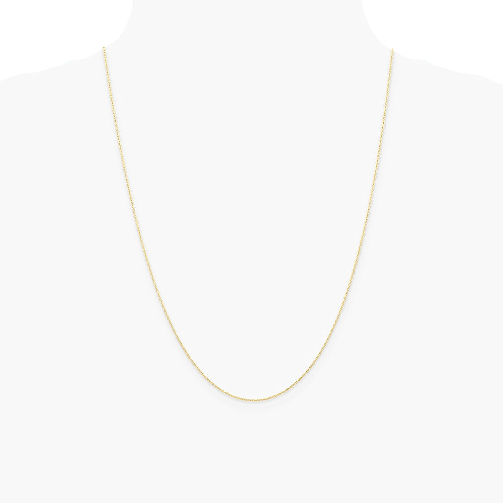 14K Yellow Gold .6 mm Carded Cable Rope Chain Necklace 16"-24" - Product Photo