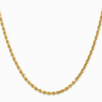 14K Yellow Gold 3.0 mm Diamond-cut Rope Chain Necklace 18"-30" - Product Photo