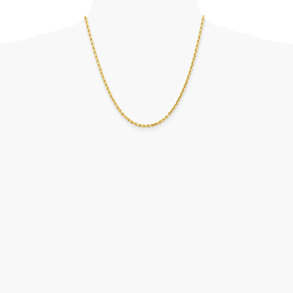 14K Yellow Gold 3.0 mm Diamond-cut Rope Chain Necklace 18"-30" - Product Photo