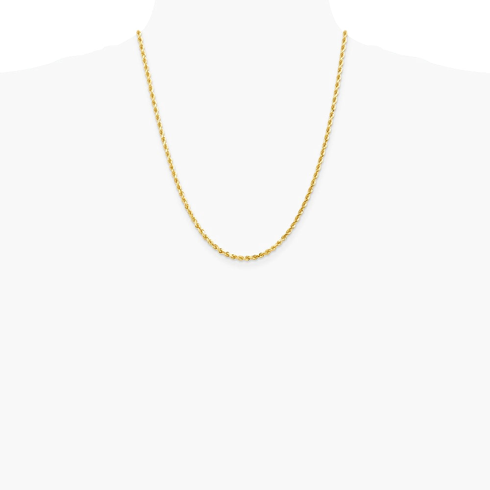 14K Yellow Gold 3.0 mm Diamond-cut Rope Chain Necklace 18"-30" - Product Photo