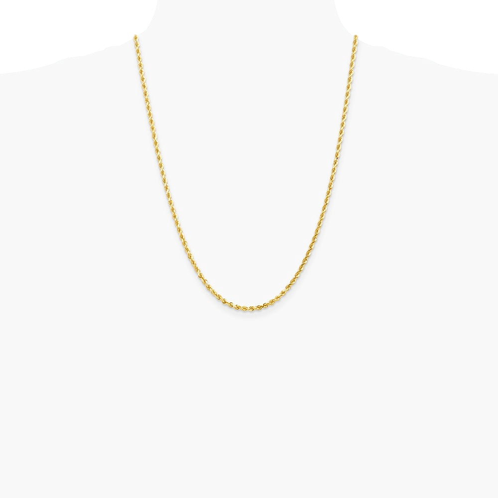 14K Yellow Gold 3.0 mm Diamond-cut Rope Chain Necklace 18"-30" - Product Photo