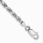 14K White Gold 3.0mm Diamond-cut Rope Chain Bracelet 7"-8" - Product Photo