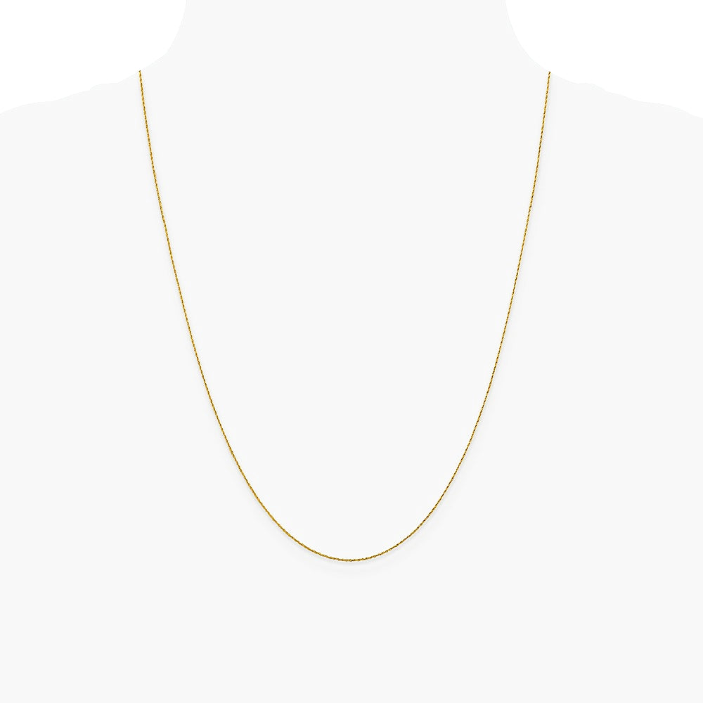 14K Yellow Gold .8mm Loose Rope Chain Necklace 16"-24" - Product Photo