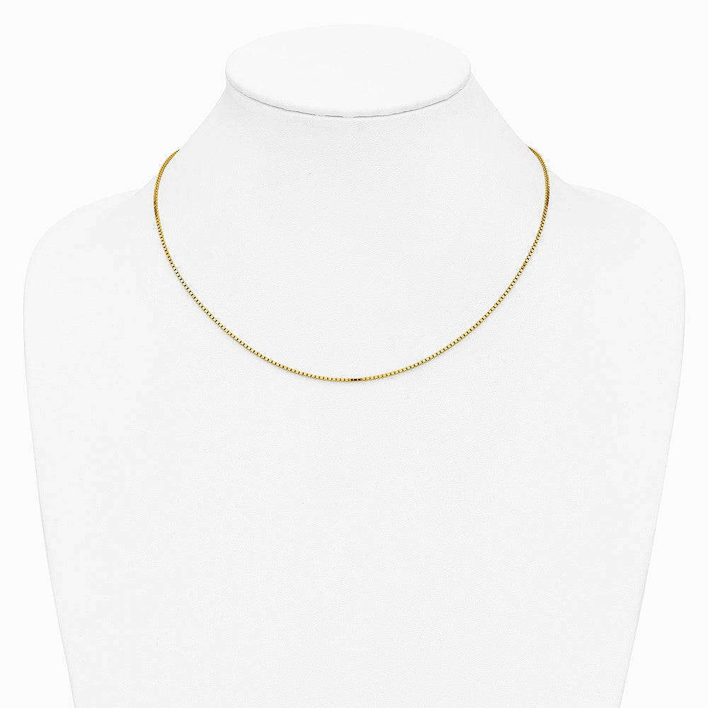 14K Yellow Gold 1.2 mm Box Chain Necklace 18"-30" - Product Photo