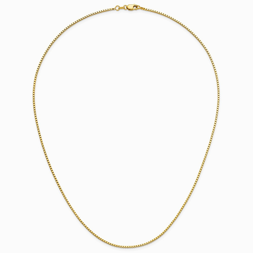 14K Yellow Gold 1.2 mm Box Chain Necklace 18"-30" - Product Photo