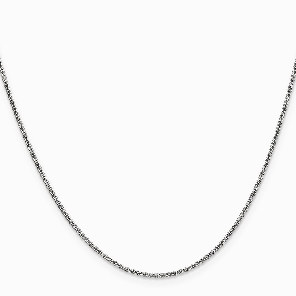 14K White Gold 1.4mm Round Cable Chain Necklace 16"-24" - Product Photo