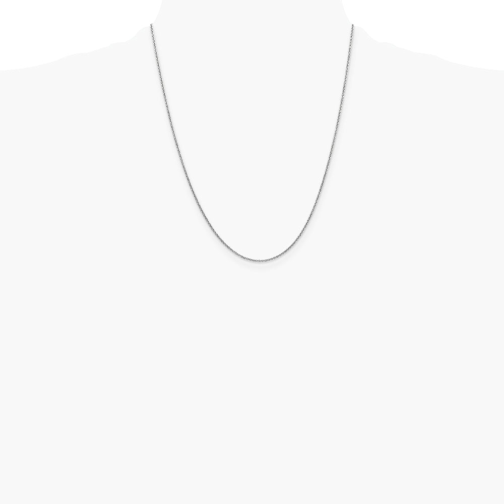 14K White Gold 1.4mm Round Cable Chain Necklace 16"-24" - Product Photo
