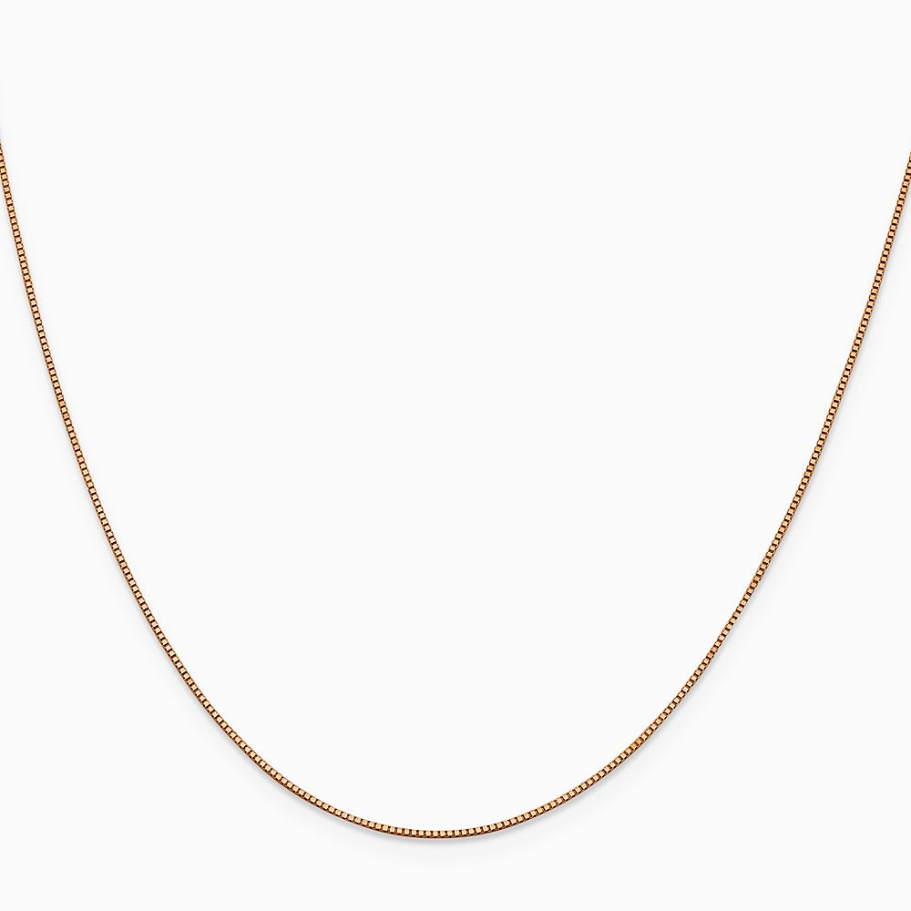 14K Rose Gold .7 mm Box with Lobster Clasp Chain Necklace 16"-24" - Product Photo