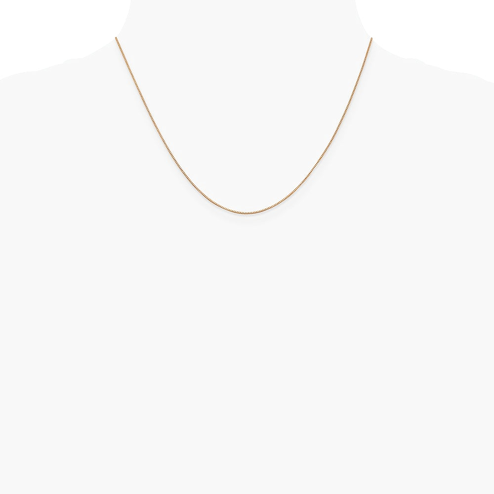 14K Rose Gold .7 mm Box with Lobster Clasp Chain Necklace 16"-24" - Product Photo