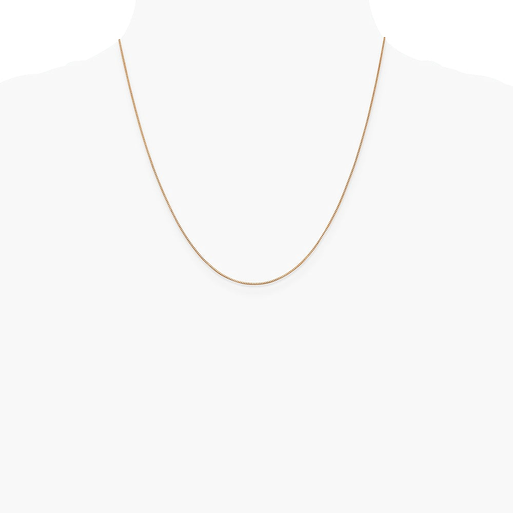 14K Rose Gold .7 mm Box with Lobster Clasp Chain Necklace 16"-24" - Product Photo