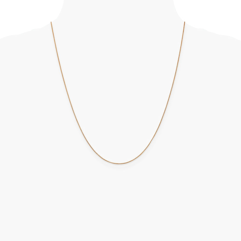 14K Rose Gold .7 mm Box with Lobster Clasp Chain Necklace 16"-24" - Product Photo