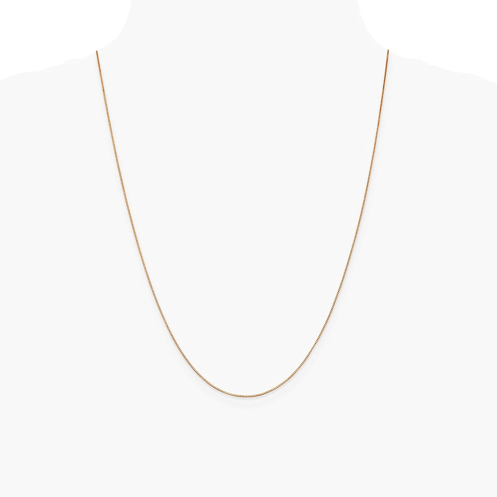 14K Rose Gold .7 mm Box with Lobster Clasp Chain Necklace 16"-24" - Product Photo