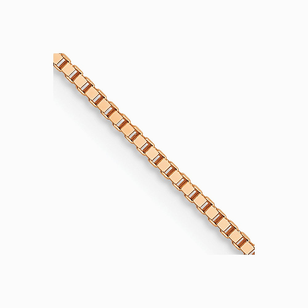14K Rose Gold .7 mm Box with Lobster Clasp Chain Necklace 16"-24"