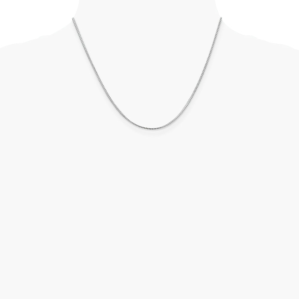 14K White Gold 1.1mm Franco Chain Necklace 16"-24" - Product Photo