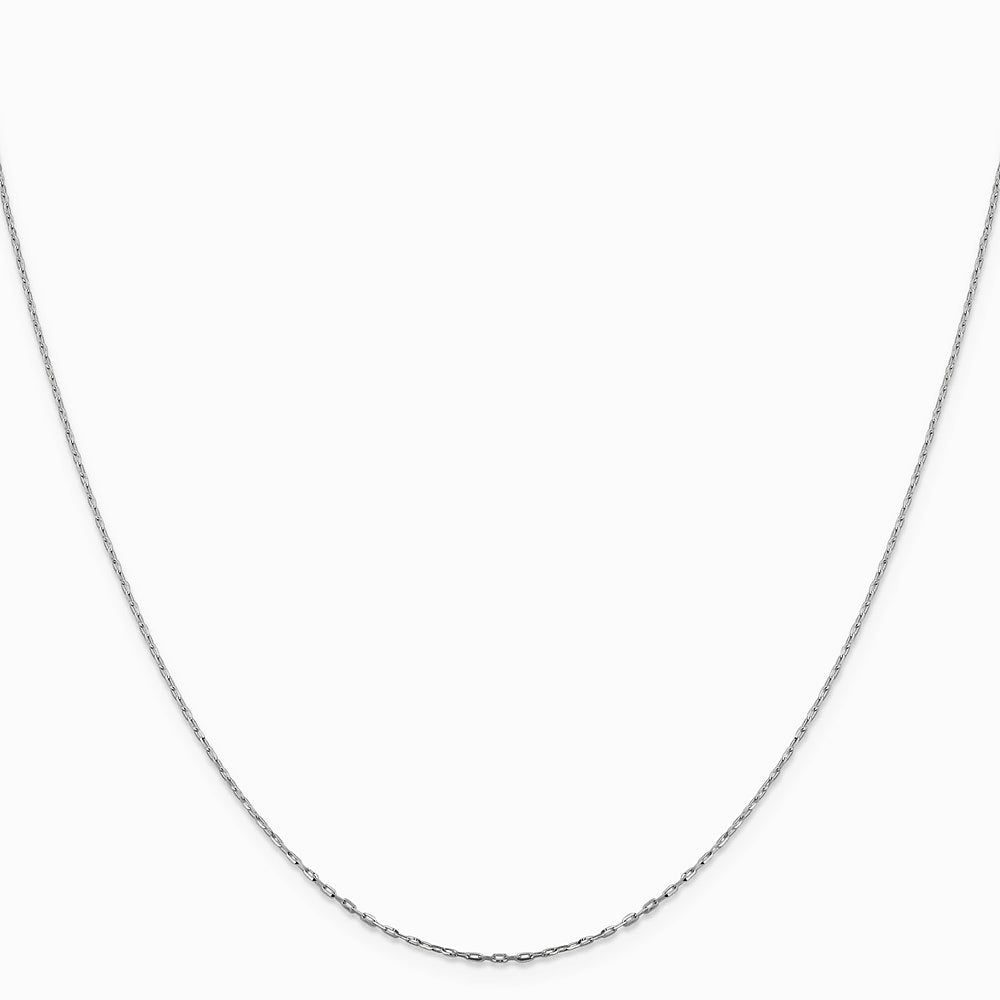 14K White Gold 1 mm Diamond-Cut Open Long Link Cable Chain Necklace 16"-24" - Product Photo