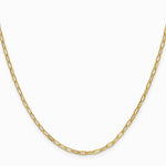 14K Yellow Gold 2.2mm Semi-Solid Beveled D/C Paperclip Chain Necklace 16"-24" - Product Photo