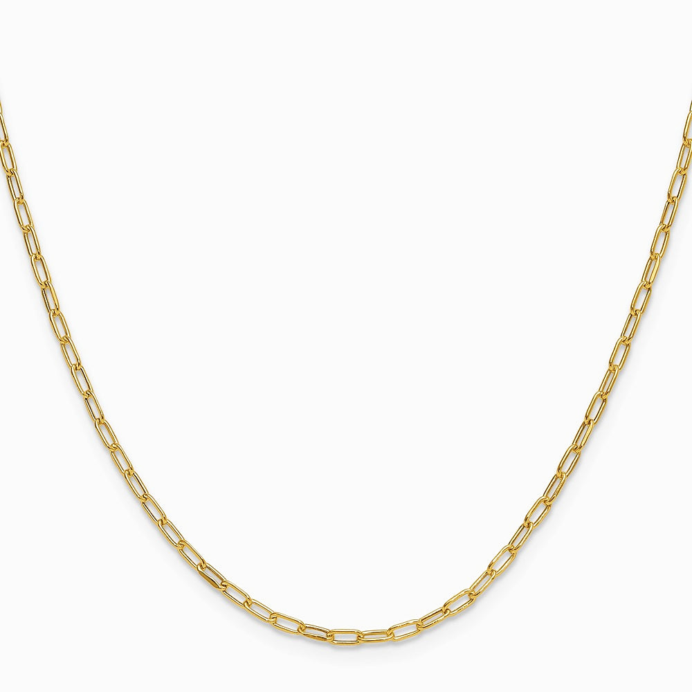 14K Yellow Gold 2.2mm Semi-Solid Beveled D/C Paperclip Chain Necklace 16"-24" - Product Photo