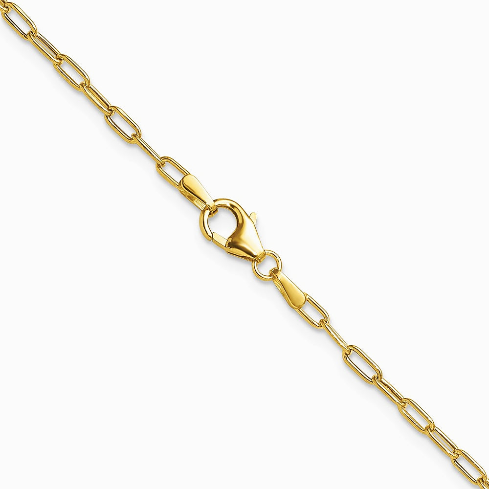14K Yellow Gold 2.2mm Semi-Solid Beveled D/C Paperclip Chain Necklace 16"-24" - Product Photo