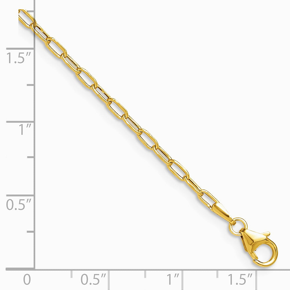 14K Yellow Gold 2.2mm Semi-Solid Beveled D/C Paperclip Chain Bracelet 7"-8" - Product Photo