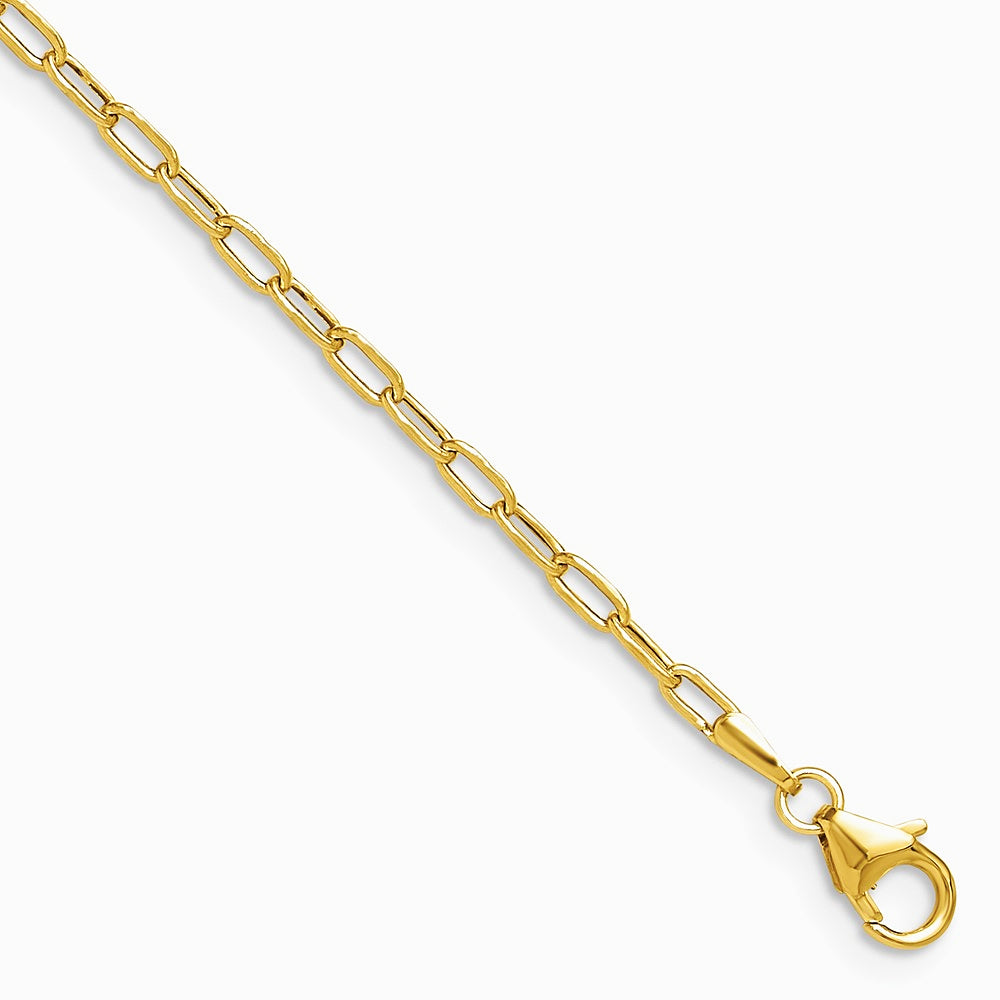 14K Yellow Gold 2.2mm Semi-Solid Beveled D/C Paperclip Chain Bracelet 7"-8" - Product Photo