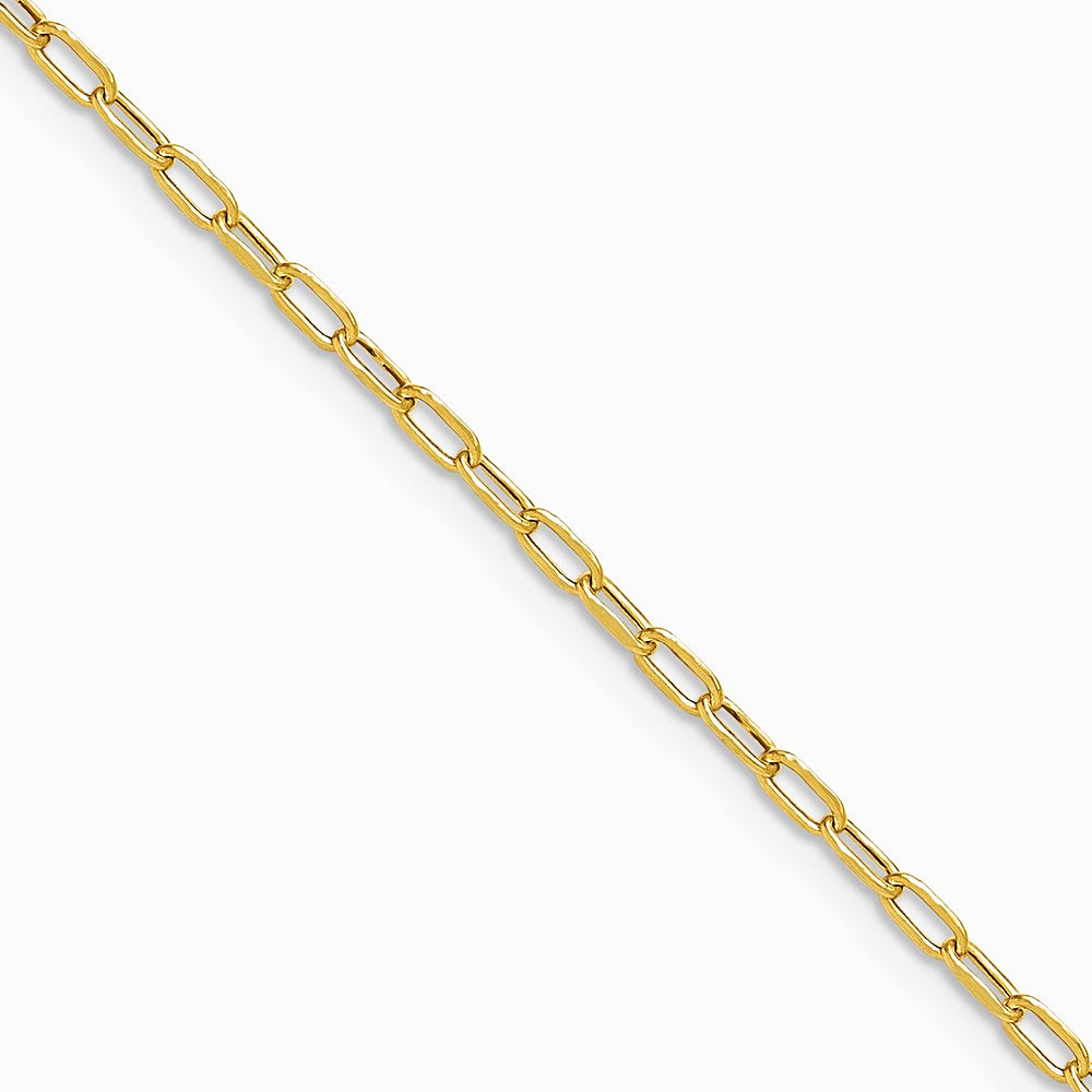 14K Yellow Gold 2.2mm Semi-Solid Beveled D/C Paperclip Chain Necklace 16"-24" - Product Photo