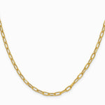 14K Yellow Gold 3.0mm Semi-Solid Beveled D/C Paperclip Chain Necklace 16"-24" - Product Photo