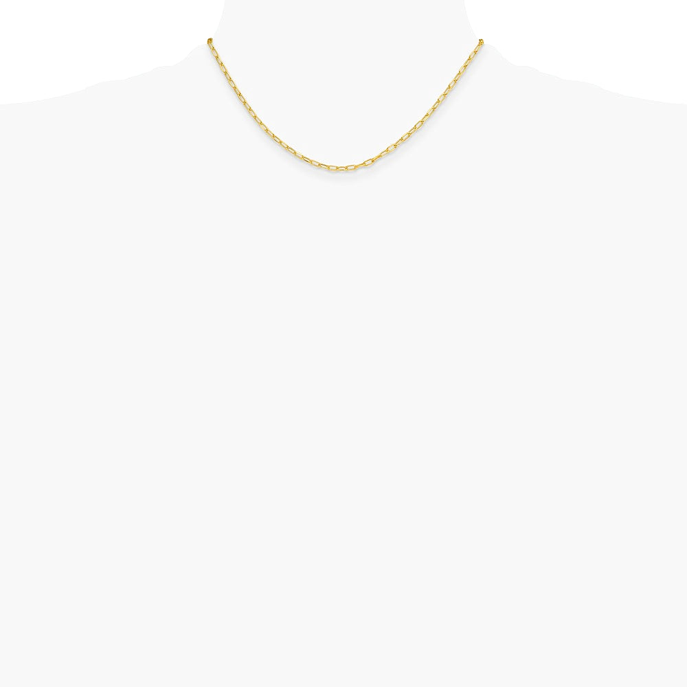 14K Yellow Gold 3.0mm Semi-Solid Beveled D/C Paperclip Chain Necklace 16"-24" - Product Photo