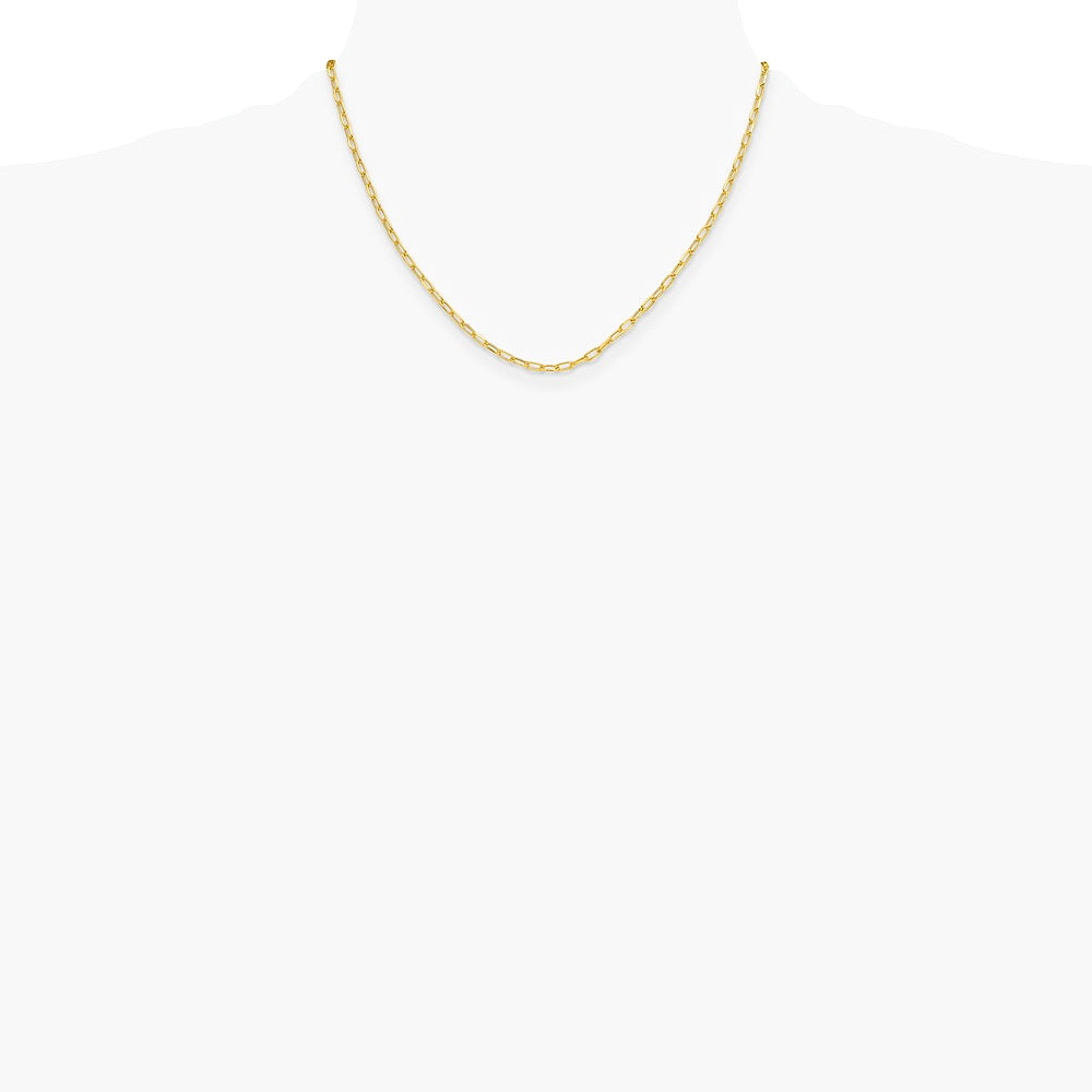 14K Yellow Gold 3.0mm Semi-Solid Beveled D/C Paperclip Chain Necklace 16"-24" - Product Photo