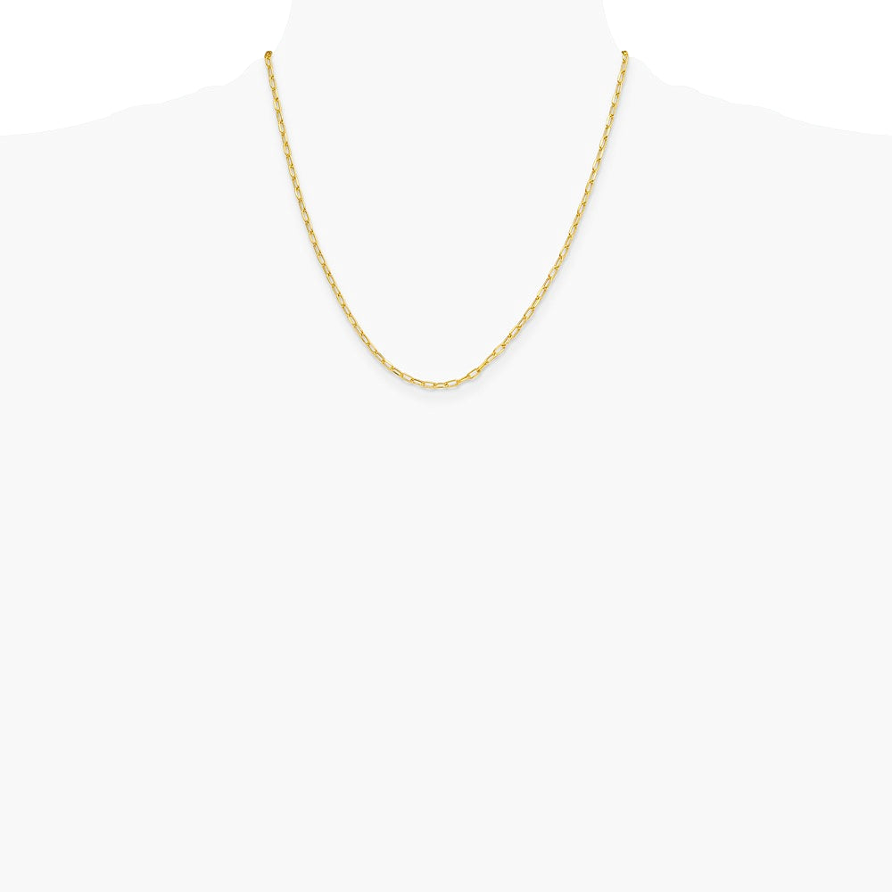 14K Yellow Gold 3.0mm Semi-Solid Beveled D/C Paperclip Chain Necklace 16"-24" - Product Photo