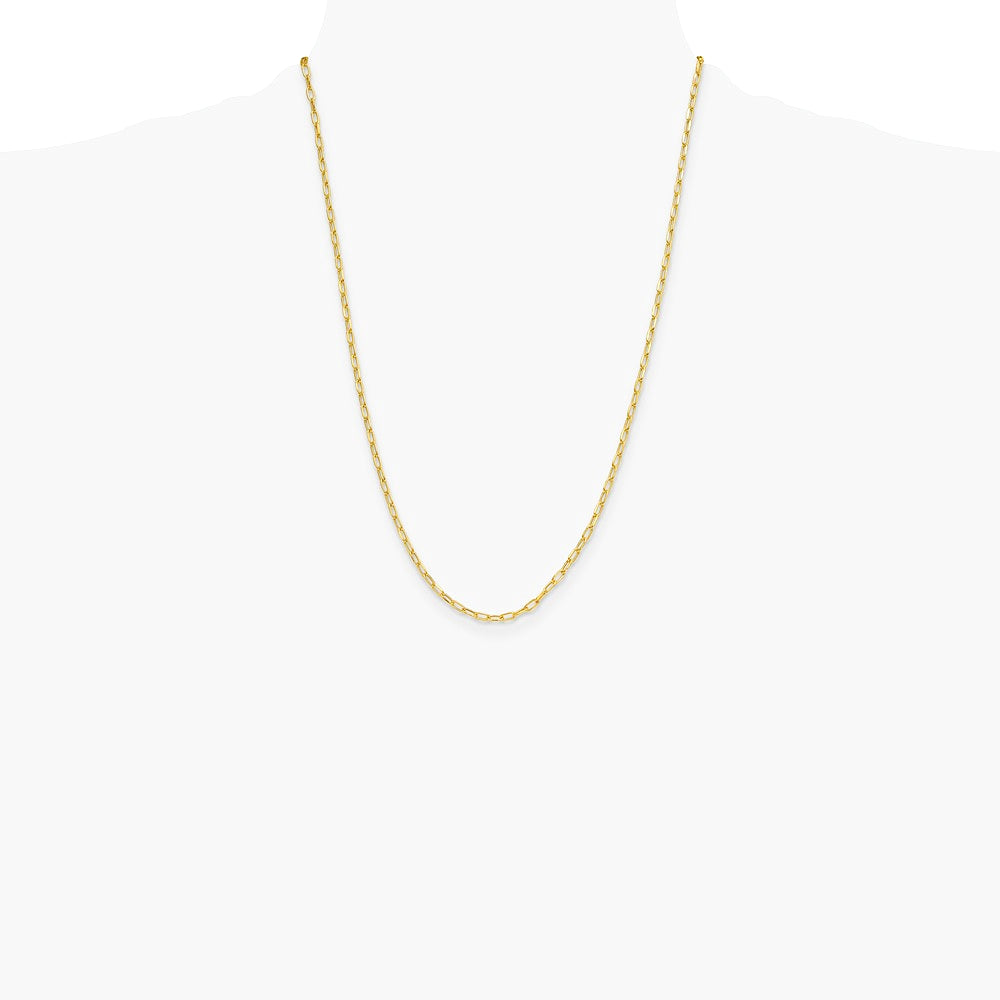 14K Yellow Gold 3.0mm Semi-Solid Beveled D/C Paperclip Chain Necklace 16"-24" - Product Photo