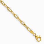 14K Yellow Gold 3.0mm Semi-Solid Beveled D/C Paperclip Chain Bracelet 7"-8" - Product Photo