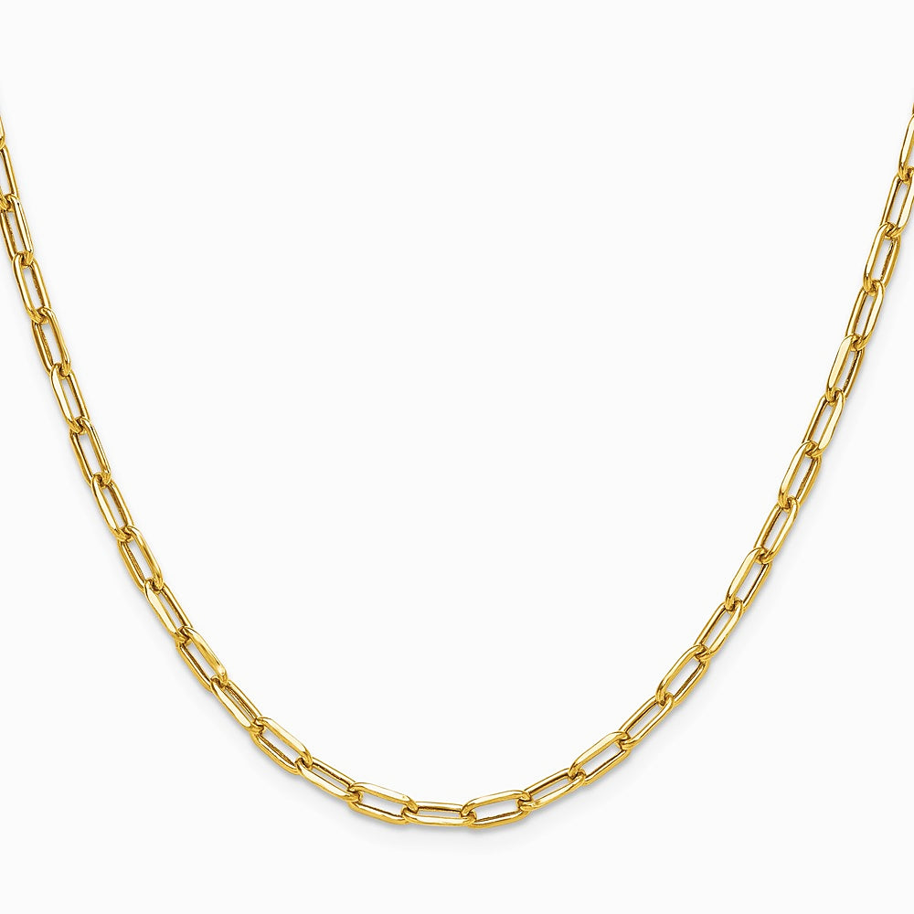 14K Yellow Gold 3.7mm Semi-Solid Beveled D/C Paperclip Chain Necklace 16"-24" - Product Photo