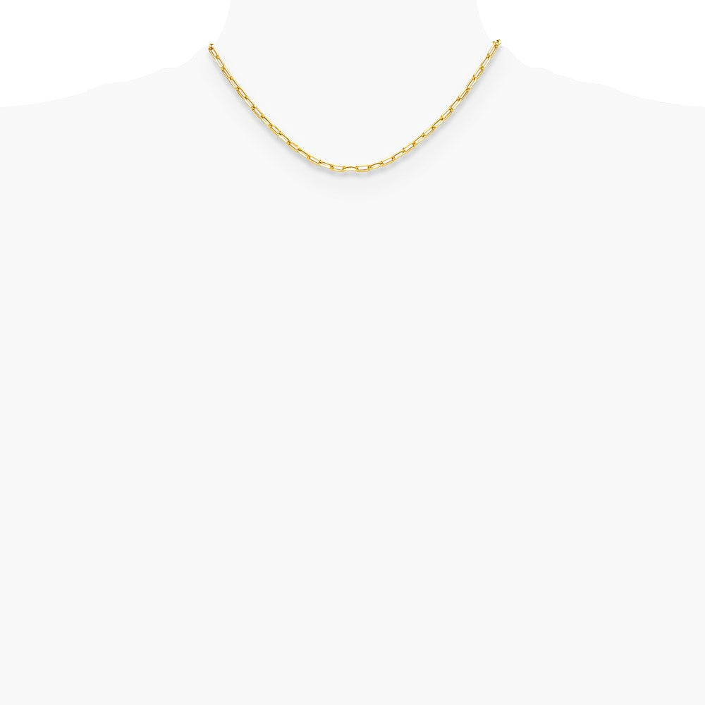 14K Yellow Gold 3.7mm Semi-Solid Beveled D/C Paperclip Chain Necklace 16"-24" - Product Photo