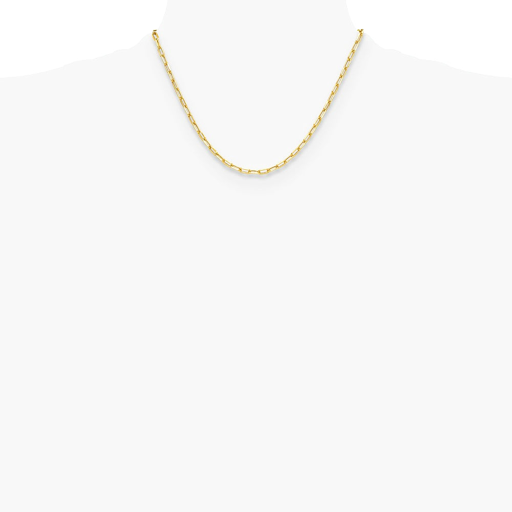 14K Yellow Gold 3.7mm Semi-Solid Beveled D/C Paperclip Chain Necklace 16"-24" - Product Photo