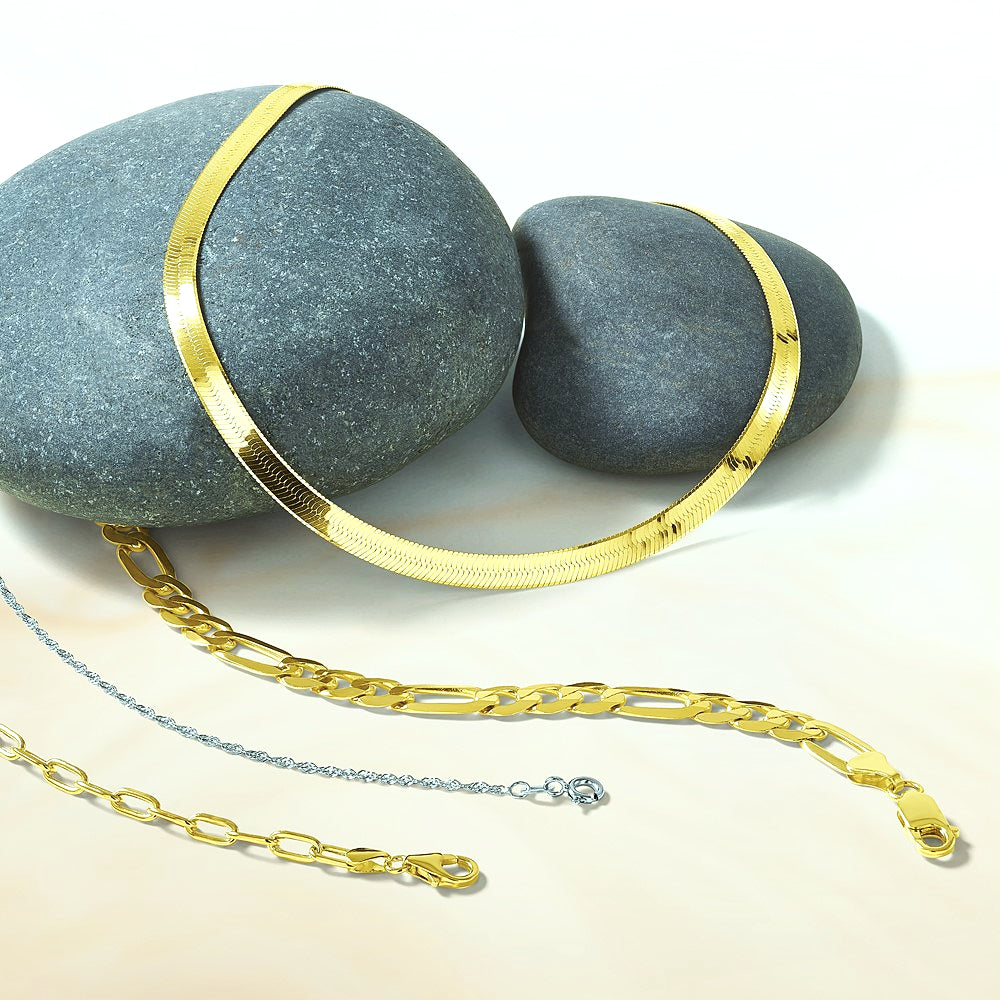 14K Yellow Gold 3.7mm Semi-Solid Beveled D/C Paperclip Chain Necklace 16"-24" - Product Photo