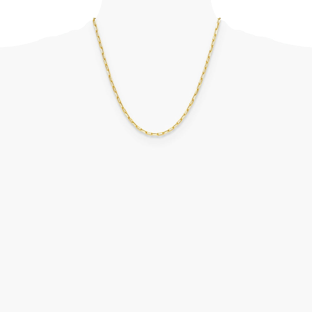 14K Yellow Gold 3.7mm Semi-Solid Beveled D/C Paperclip Chain Necklace 16"-24" - Product Photo